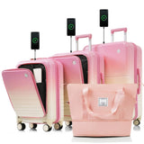 Luggage Set of 4 with USB Port, 20, 24inch with front opening design Airline Certified Carry on N726P197971P
