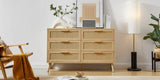 Bedroom dresser, 6 Double Dresser with rattan drawers, wood chest of drawers for kids living W1162P190401