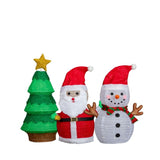 Set of 3 Lighted Santa and Snowman and Xmas Tree Christmasations, Pre-lit Pull Up Holiday 56329969
