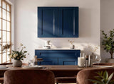 33" Navy Blue Shaker Wall Cabinet Solid Wood with 3 Adjustable Shelves Ready-to-Assemble for T2950P511196