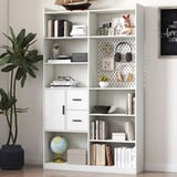 Bookshelf and Bookcase with Pegboard and Drawer or Kitchen Pantry Cabinet , 9 Cubby Display Book W331P295438