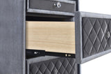 1pc Glam 3-Drawer Nightstand Velvet Tufted Drawer Front Jewelry Tray Faux Crystal Drawer Knobs B011P228567