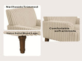 Modern Accent Chair with 3.5cmW Wide Wale Corduroy, 9" Solid Wood Legs, Comfortable Upholstered 91877293