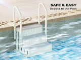 3-Step Pool Ladder, Heavy-Duty Safety Step Pool Stairs with Handrails for Above Ground Pools, White 34340133