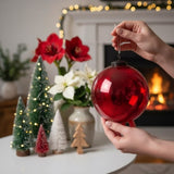 3PCS Set 6" Red Glass Christmas Ornament Balls Holiday Treeations Hanging Spheres for Party 75164946