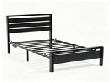 Twin Size Metal Bed Frame with 3-Panel Wood Grain Headboard, Built-in LED Light & Charging Station, 65759738