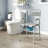 ZNTS Grey multi-functional portable toilet chair with adjustable height 05796679