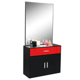 15% E0 chipboard linen top 1 drawer 1 door with mirror Salon cabinet black and redSame code 96936352