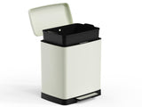 White 17 Gallons Pedal Trash Can with Soft Close Lid, Removable Inner Bucket & Detachable Wheels, 33350402