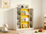 Bookshelf 6-Cube Storage Cabinet Bookcase with Sliding Storage Door Wooden Toy Organizer with Book 79050766