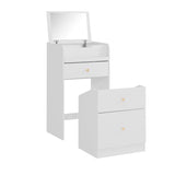 Small Vanity Desk with Mirror - White Makeup Vanitys Set Make up Table with Chair, Drawers, Mini 04096982