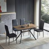 Modern Minimalist Style Dining Table MDF wooden Top Black Metal Shelf Metal Heat Transfer Legs W241132801