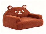 Kids Armchair Toddler Reading Sofa, Full Compression, Teddy Velvet Cute Brown Bear Shape Kids Sofa 13991023