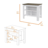 Cala Kitchen Island, Four Legs, Three Shelves -White / Walnut B20092012