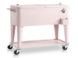 80QT Pink Patio Rolling Cooler Cart, Outdoor Insulated Ice Chest with Lockable 85524372