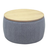 ZNTS Round Storage Ottoman, 2 in 1 Function, Work as End table and Ottoman, Dark Grey W48735178