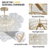 20-Inch Gold Ceiling Pendant Light with Threaded Clear Glass Globe Shade Ideal for Living Room, W1340P251914