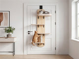 Door Hanging Cat Tree 5-Level Height Adjustable 4-Tier Climber No-Drill for Apartment Beige 95540825