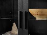 A high arched storage cabinet with a lamp, a modern retro-style wooden storage cabinet with 29334122