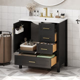 30" Black Bathroom Vanity with Sink Combination Set, Bathroom Storage Cabinet with Soft Close Door, N729P177787B
