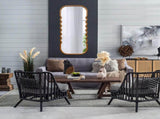 31.4x1.4x74" Oversized Wooden Floor Mirror with Unique Brown Frame W2078P618608