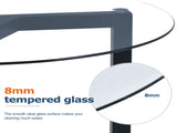 ON-TREND Round Glass Coffee Table Modern Cocktail Table Easy Assembly with Tempered Glass Top & WF293702AAB