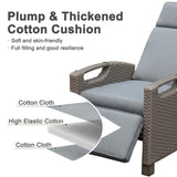 Outdoor Recliner Chair, Patio Recliner with Hand-Woven Wicker, Flip Table Push Back, Adjustable W1859P196424
