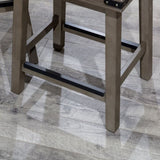24" Counter Stool, Antique White Finish, Black Leather Seat B04660622