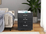 Black Wood Grain Density Board Three Drawers Wooden Filing Cabinet 80897814