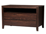 Brown P2 density board solid wood veneer frame 75*40*61CM two drawers with upper compartment 38698742