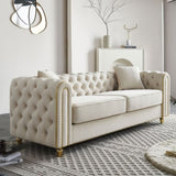 86'' W Luxury Modern Tufted Sofa with 2pcs of toss pillows for Living Room ,Bedroom,Beige Color W579P303655