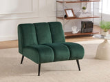24.4" Wide Modern Upholstered Armless Chair with Black Metal Legs, Velvet Accent Chair for Living W3098P308778