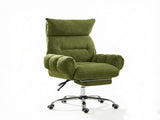 Wide Seat Reclining Office Chair with Flip-Up Armrests & Footrest, Green 35721354