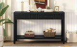 U_STYLE Ash Veneer Modern Style Console Table, Striped Design, Suitable for Entryway, Corridor, N711P230810B