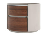 MDF ITALIAN RETRO DOUBLE STORAGE ROUND SIDE TABLE, GRAY BROWN COLOR N770P281244G