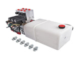 12V DC 6 Quart Hydraulic Pump 6 Way Double Acting Hydraulic Power Unit for Dump Trailer, Scissor 81919656