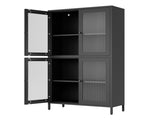 Classic Metal Storage Display with 4 Glass Doors 4 Shelves Bookcase Side W2378P176270