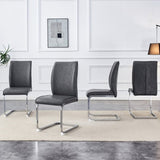 Luxury Simple Arch Chair - Set of 4 Dark Gray PU Material High Resilience Dining Chair with Arched W1151P154855