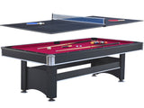 6-ft Pool Table with Table Tennis Top - Black with Red Felt W465137245
