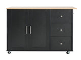 Mobile Kitchen Cart with Storage, 39.76'' Rolling Kitchen Island with 2 Doors, 3 Drawers & N779P373196B