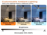 52 Inch Ceiling Fans with Lights Led Remote Control Low Profile Flush Mount for Living Room Bedroom 67041248