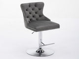 Thick Chrome Swivel Velvet Barstools,Adjustable 25-33"Height,Modern Upholstered with17.7" W1143P335043