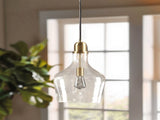 Bell Shaped Glass Pendant Gold/Clear Dia.13