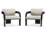 2-Pack Dining Chairs with Pillow Back, Beige Fabric, Black Solid Wood Frame N779P298399A