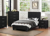 ZNTS Contemporary Durable Black Faux Leather Covering 1pc Chest of Drawers Silver Tone Bar Pulls Stylish B01153394