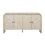 U_Style Luxury Multi-Functional MDF Sideboard Handwoven Wood Slat Doors, Tiered Stepped Design & N711P269061O
