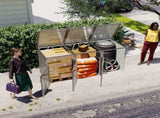 Garbage Bin Shed Stores 3 Trash Cans with Pneumatic Support Rod, with Lockable Doors & Waterproof W1598P357717