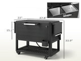 104 Quart Outdoor Cooler Cart, Large Capacity Rolling Ice Chest with Bottle Opener, Storage Shelves 01732367