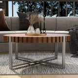 31.4-inch living room circular coffee modern natural wood grain handmade drum shaped coffee W1727P251174