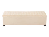 Upholstered Storage Ottoman Bench with Button-Tufted Design, Flip-Top Chest and Side Pockets, Metal 02223314